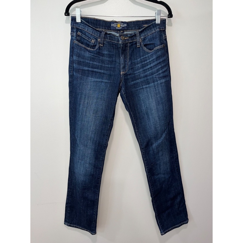 Lucky Brand Women's Mid-Rise Straight Leg Jeans Size 6/28 Dark Wash Denim